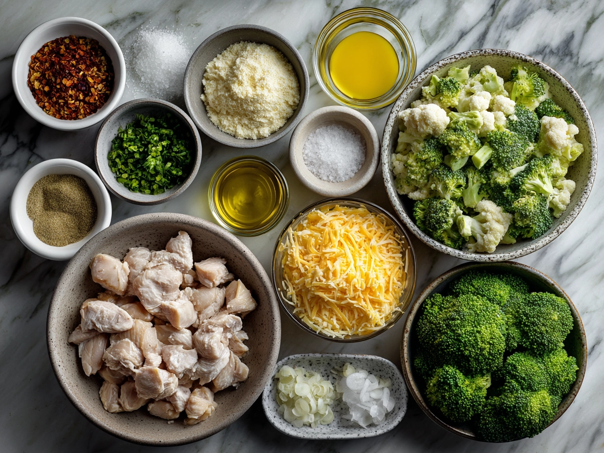 Ingredients for Keto Cheesy Crockpot Chicken and Broccoli Casserole