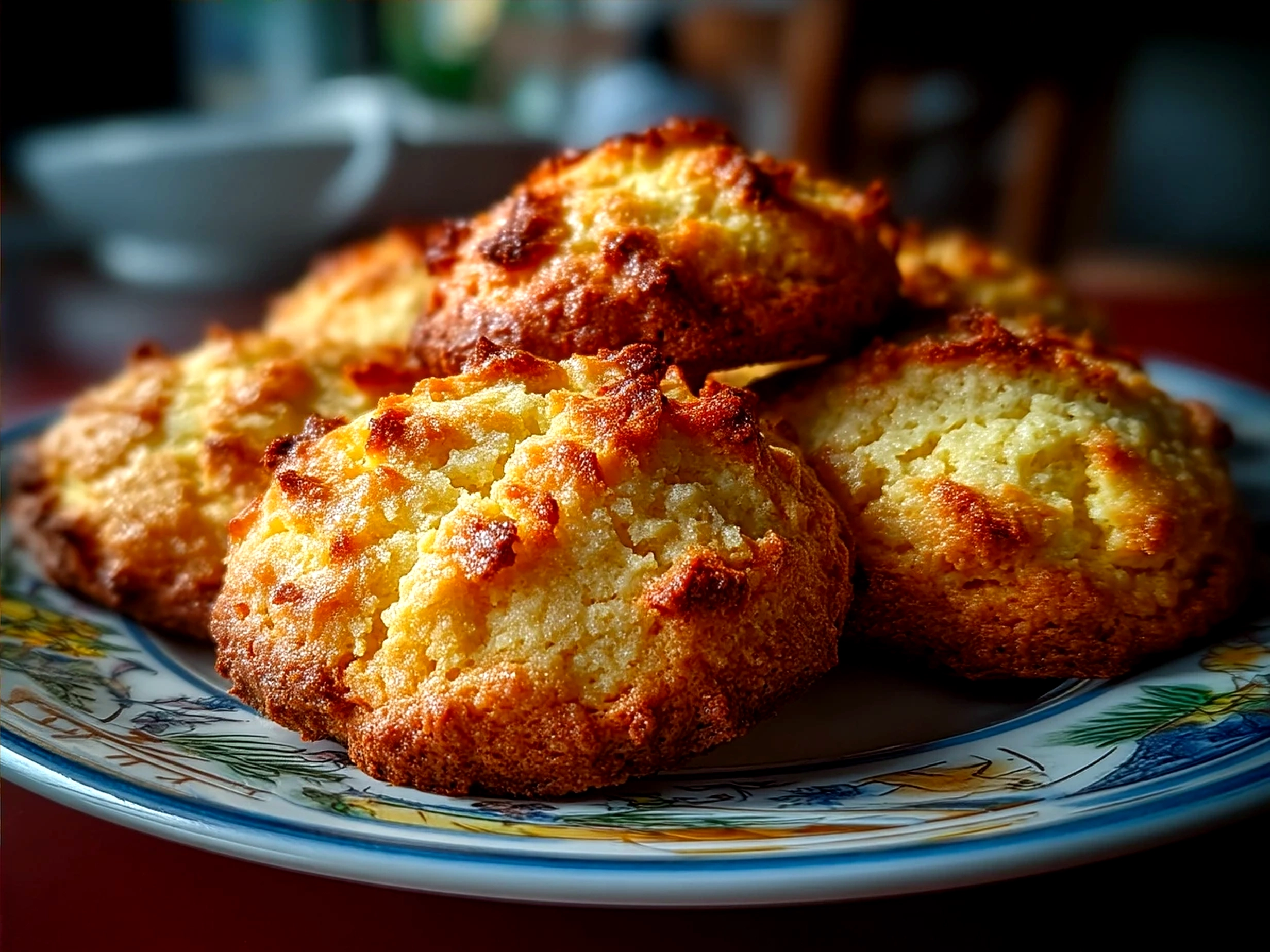 Stack of Limoncello Cookies dusted with powdered sugar on rustic wooden board
