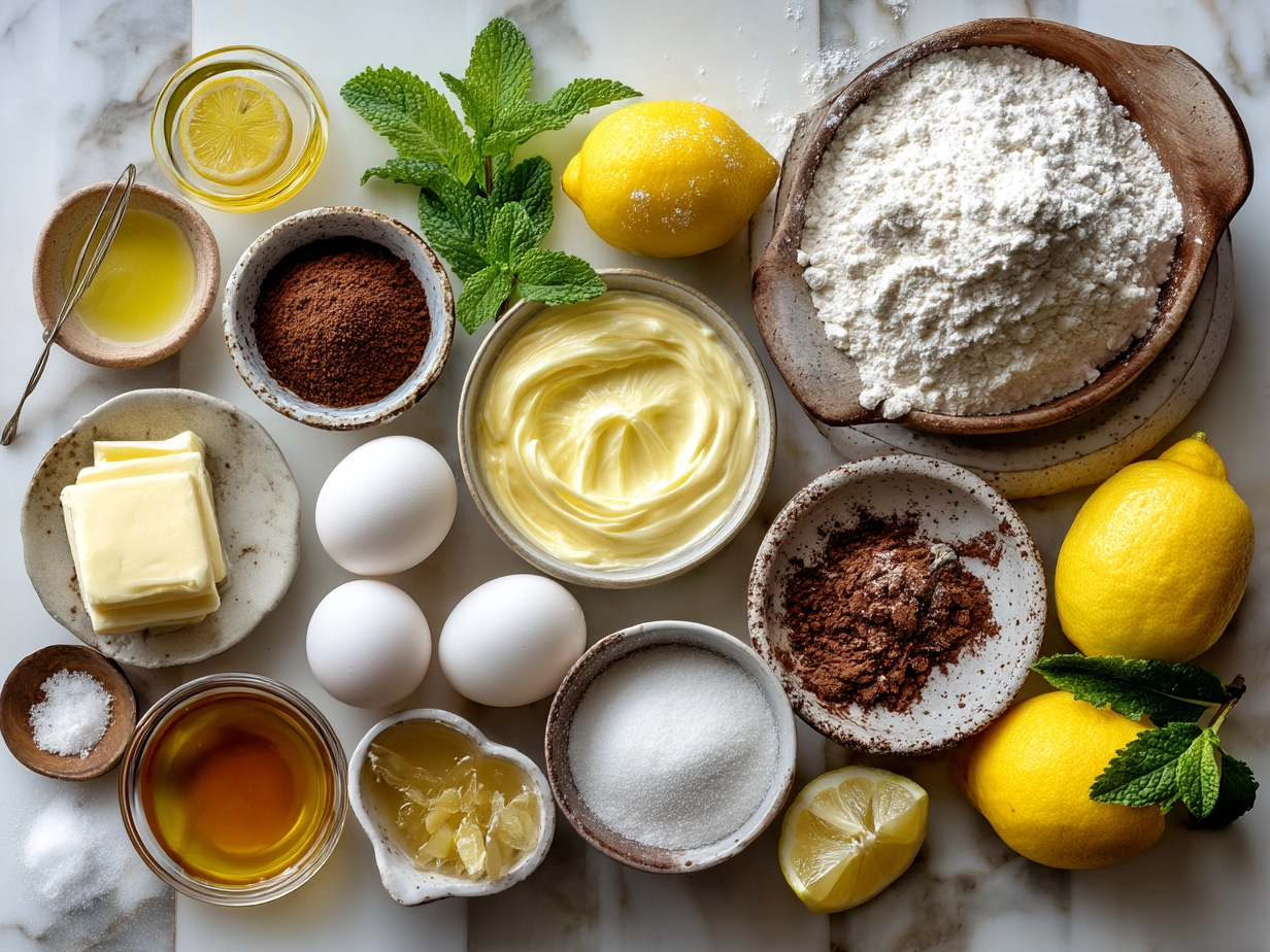 Ingredients for Limoncello Tiramisu laid out on a kitchen counter