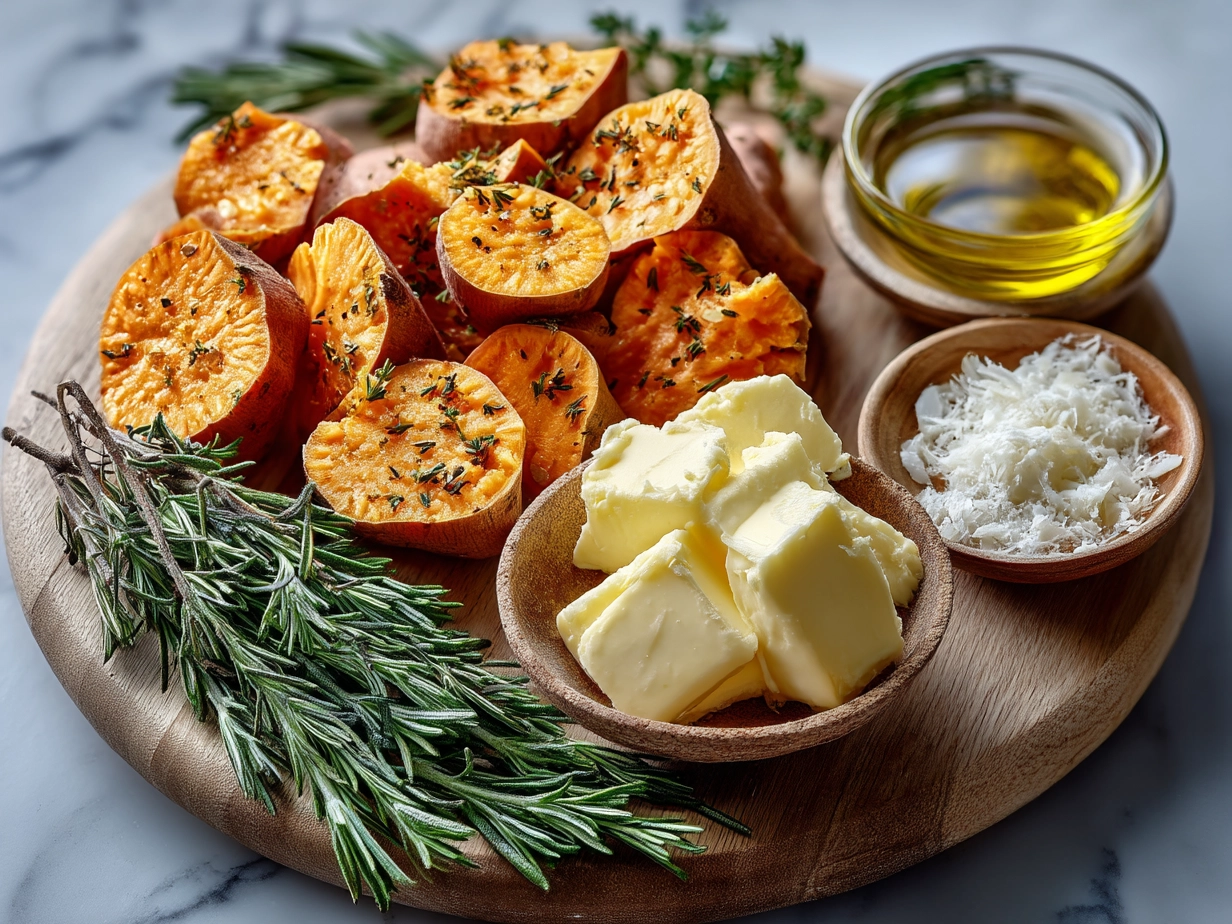 Ingredients for Parmesan Herb Sweet Potato Medallions