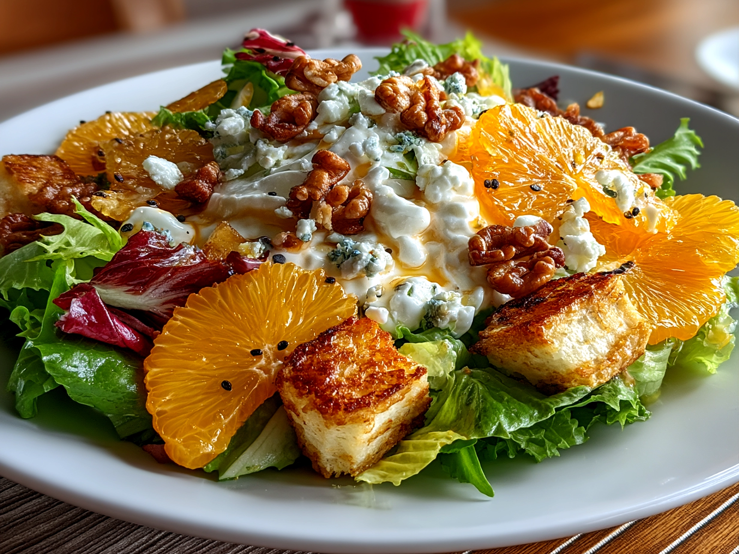 Slight angle close-up of finished Orange Dreamsicle Salad