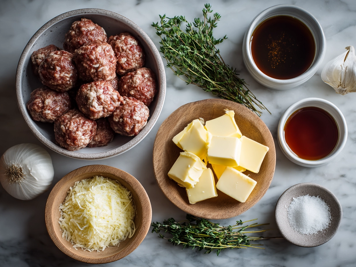 Ingredients for Slow Cooker Bourbon Apple Butter Meatballs