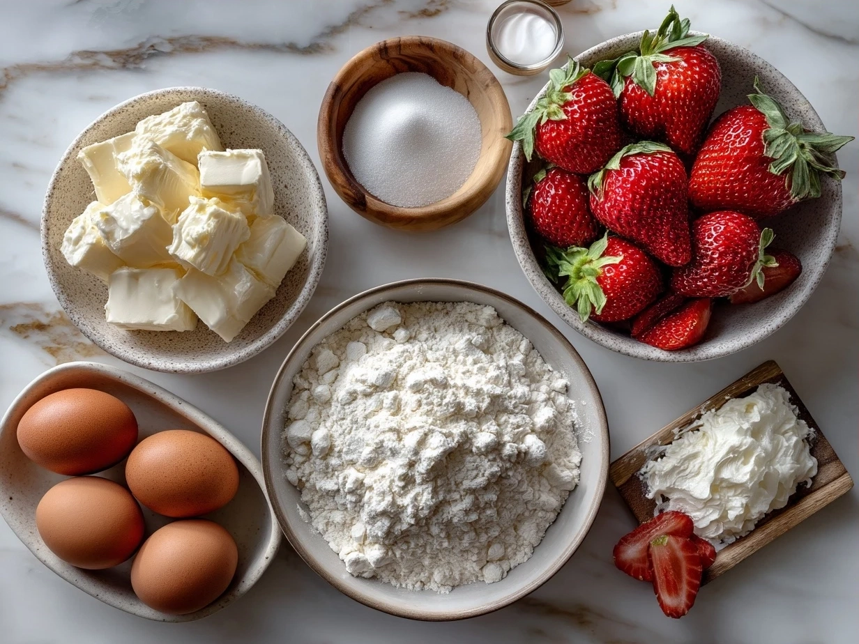 Ingredients for Strawberry Greek Yogurt Muffins